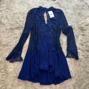 Navy free people lace dress
